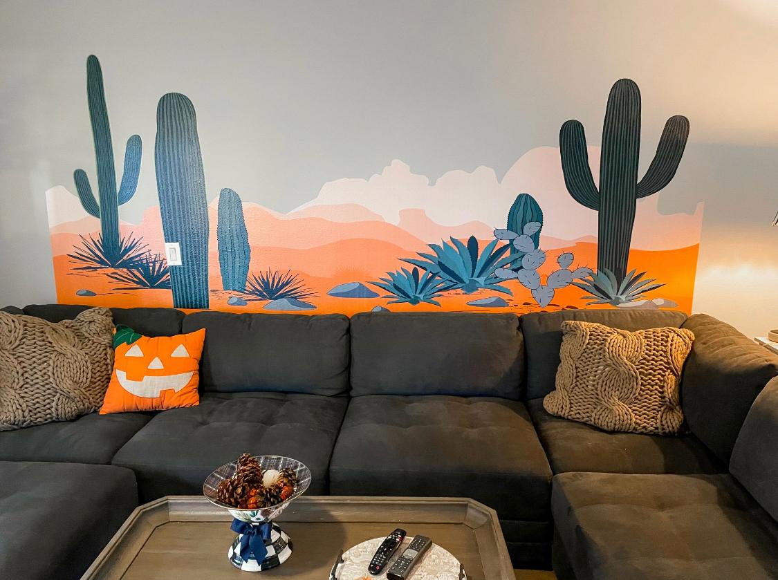 Décor mural desert et cactus dans un salon — Prestige Impression, Alpes-Maritimes et Var
